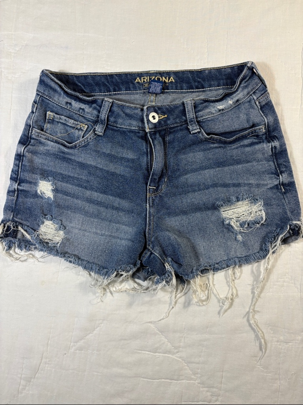 Arizona Jean Co‎ Festival Distressed Mid-Rise Cut-Off Denim Shorts Size 7